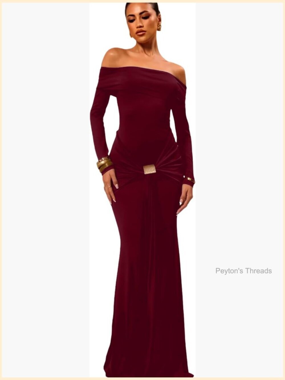 Off Shoulder Long Sleeve Maxi Dress Ruched Bodycon Party Cocktail